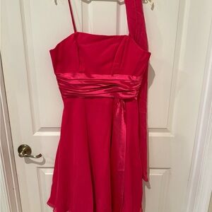 Strapless Hot Pink Cocktail Dress with Sash and shaw